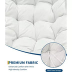 Poltrona a dondolo Papasan, extra large, in vimini durevole, cuscino resistente alle intemperie, struttura robusta, design ergonomico a uovo per portico, balcone, giardino, capacità 204 kg
