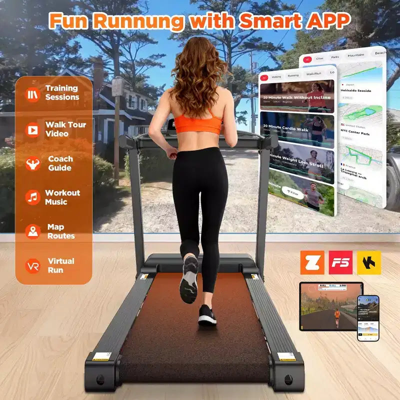 Tapis Roulant 3,55 HP con Inclinazione 10%, Capacità 145 kg, Pieghevole per Casa 12 km/h, 71 Programmi Smart, Controllo APP per Corsa e Camminata con Ginocchiere Gratuite