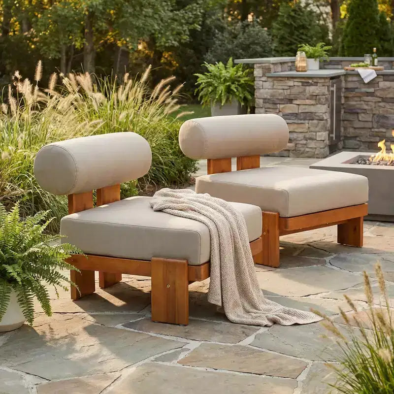 Christopher Knight Home Kavya Sedie da club da patio moderne imbottite in acacia (set da 2)