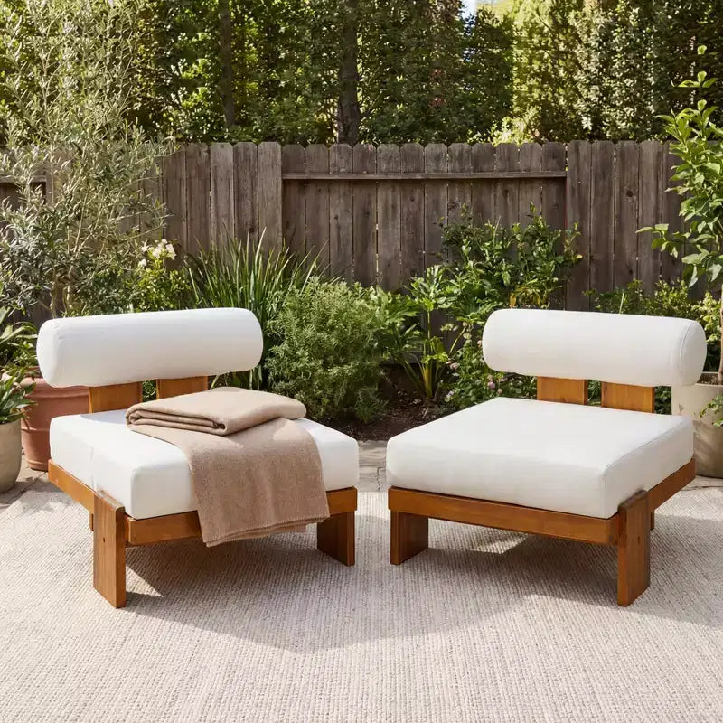 Christopher Knight Home Kavya Sedie da club da patio moderne imbottite in acacia (set da 2)