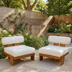 Christopher Knight Home Kavya Modern Acacia Upholstered Patio Club Chairs (Set of 2)