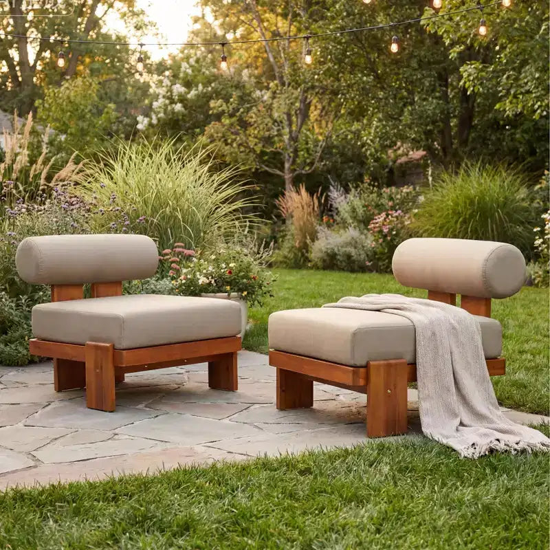 Christopher Knight Home Kavya Sedie da club da patio moderne imbottite in acacia (set da 2)