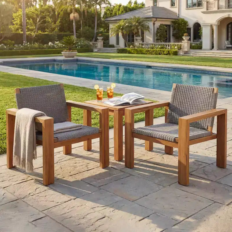 Christopher Knight Home Briar Boho Sedia Club da Esterno in Legno di Acacia e Vimini (Set di 2)