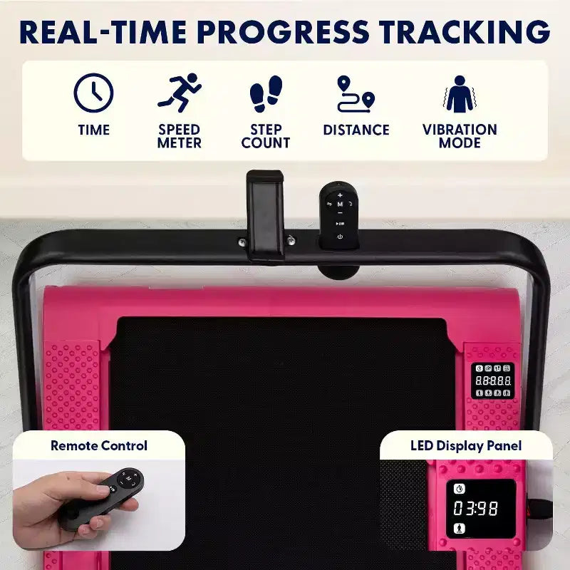 Squatz Tapis roulant 2 in 1 con pedana vibrante e manubrio rosa