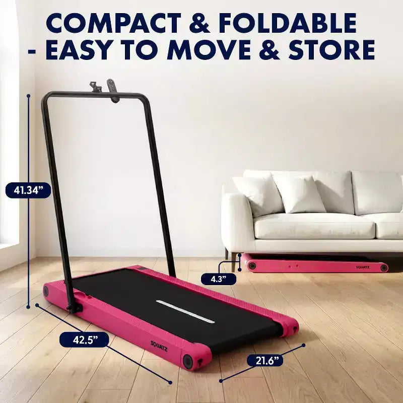 Squatz Tapis roulant 2 in 1 con pedana vibrante e manubrio rosa