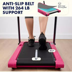 Squatz Tapis roulant 2 in 1 con pedana vibrante e manubrio rosa