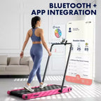 Squatz Tapis roulant 2 in 1 con pedana vibrante e manubrio rosa