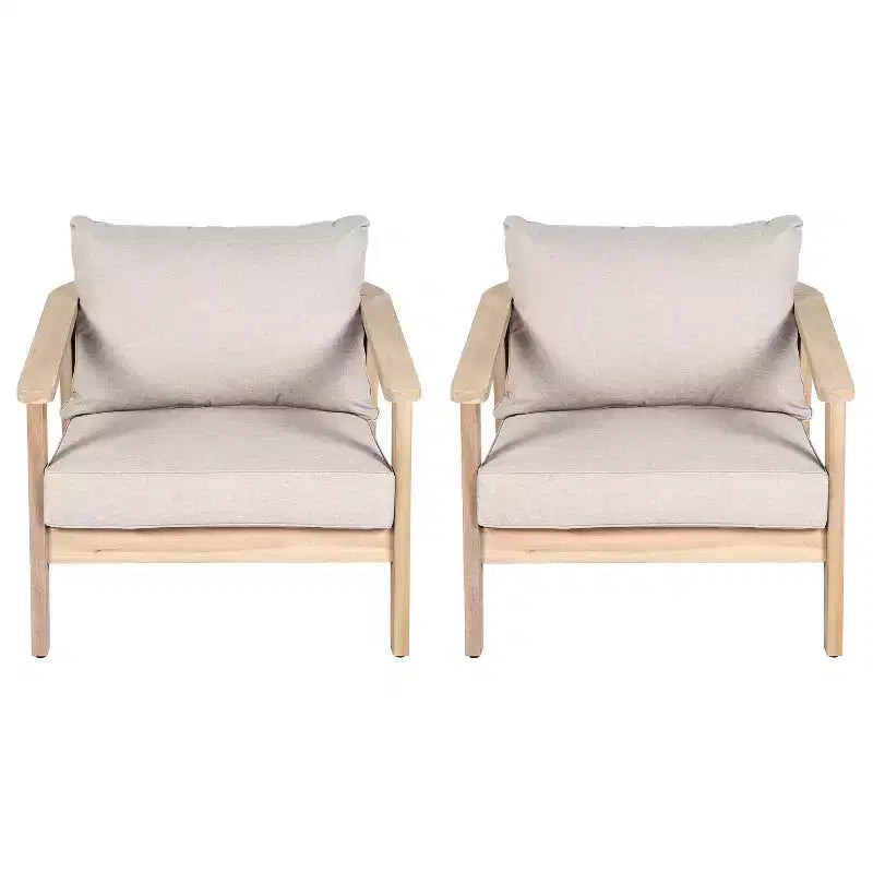 Christopher Knight Home Valentina Modern Acacia Wood Patio Club Chair with Cushion and Wicker Design