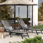 Set di 2 sedie a sdraio da esterno, lettino reclinabile da patio regolabile in 5 posizioni con tessuto in textilene per piscina, giardino, terrazza e balcone, per tutte le stagioni