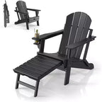 VINGLI Waterproof Folding Adirondack Chair set of 2 with Ottoman, for Outside with Hidden Footrests, Foldable Ergonomics Seating