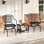 Costway Patio Rocking Chairs Set of 2 w/ Metal Mesh Backrest & Seat Armrests Gentle