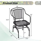 Costway Patio Rocking Chairs Set of 2 w/ Metal Mesh Backrest & Seat Armrests Gentle
