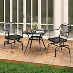 Costway Patio Rocking Chairs Set of 2 w/ Metal Mesh Backrest & Seat Armrests Gentle