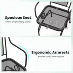 Costway Patio Rocking Chairs Set of 2 w/ Metal Mesh Backrest & Seat Armrests Gentle