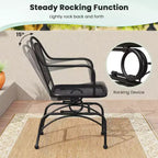 Costway Patio Rocking Chairs Set of 2 w/ Metal Mesh Backrest & Seat Armrests Gentle