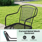 Costway Patio Rocking Chairs Set of 2 w/ Metal Mesh Backrest & Seat Armrests Gentle