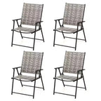 Costway Set of 4 Folding Chairs w/ Armrests Metal Frame for Garden No Assembly Patio