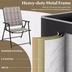 Costway Set of 4 Folding Chairs w/ Armrests Metal Frame for Garden No Assembly Patio