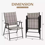 Costway Set of 4 Folding Chairs w/ Armrests Metal Frame for Garden No Assembly Patio