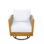 Christopher Knight Home Lucian Modern Patio Acacia Wood Handwoven Rope 360 Swivel Chair