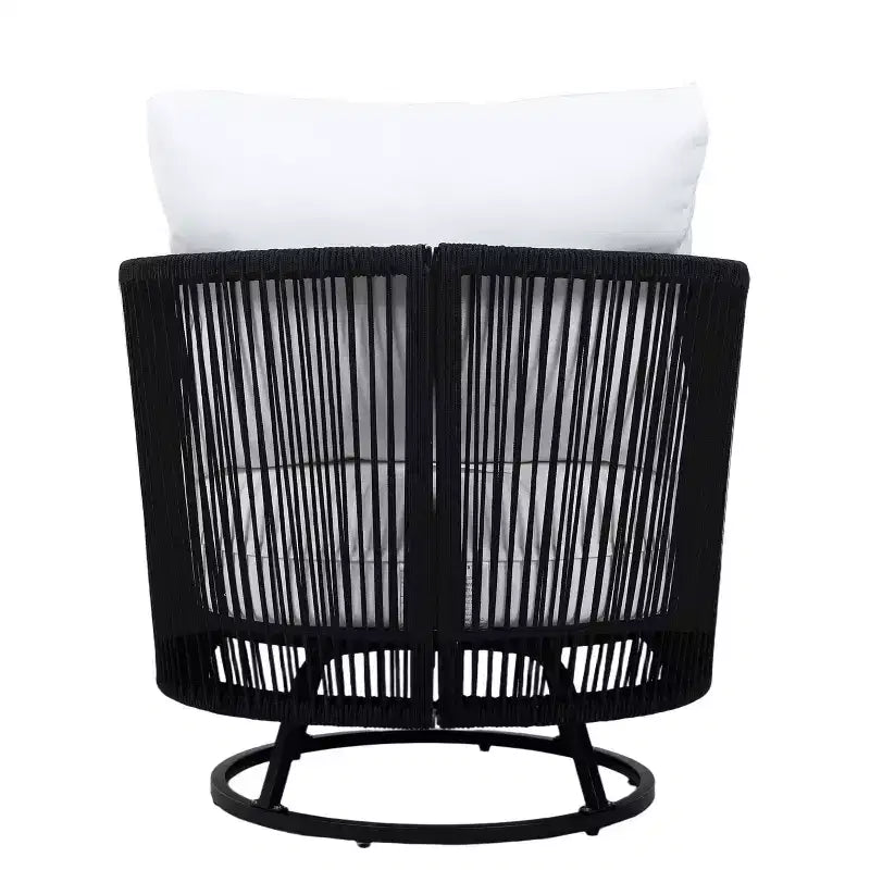 Christopher Knight Home Lucian Modern Patio Acacia Wood Handwoven Rope 360 Swivel Chair