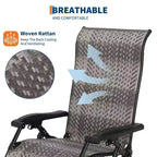 2 poltrone reclinabili da esterno in rattan, reclinabile pieghevole regolabile con capacità di 150 kg, sedia reclinabile portatile in vimini resistente per bordo piscina, giardino, patio