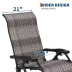 2 poltrone reclinabili da esterno in rattan, reclinabile pieghevole regolabile con capacità di 150 kg, sedia reclinabile portatile in vimini resistente per bordo piscina, giardino, patio