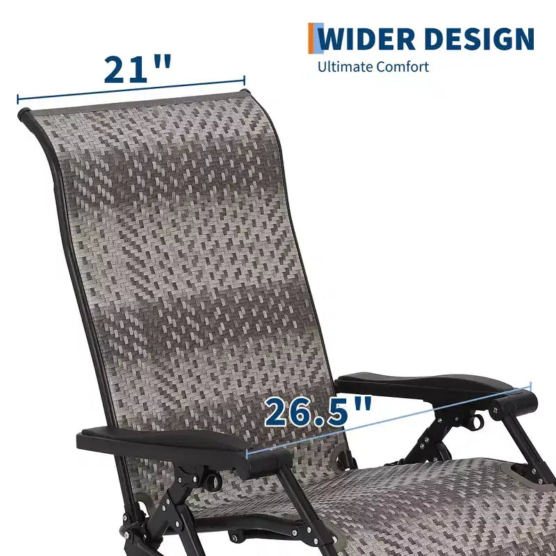 2 poltrone reclinabili da esterno in rattan, reclinabile pieghevole regolabile con capacità di 150 kg, sedia reclinabile portatile in vimini resistente per bordo piscina, giardino, patio