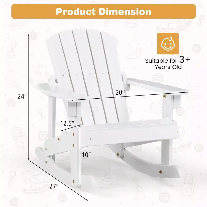 Costway 2 SEDIE A DONDOLO AD ADIRONDACK PER BAMBINI IN LEGNO MASSELLO, SCHIENALE A DOGHE, DA ESTERNO