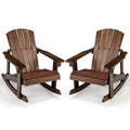 Costway 2PCS Kid Adirondack Rocking Chair Outdoor Solid Wood Slatted seat Backrest