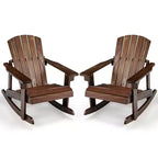 Costway 2PCS Kid Adirondack Rocking Chair Outdoor Solid Wood Slatted seat Backrest