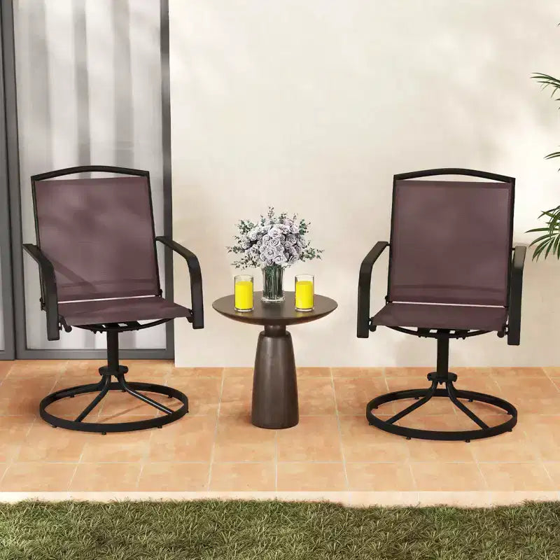 Costway Patio Swivel Chairs Set of 2/4 w/ High Back & Round Metal Base for Backyard