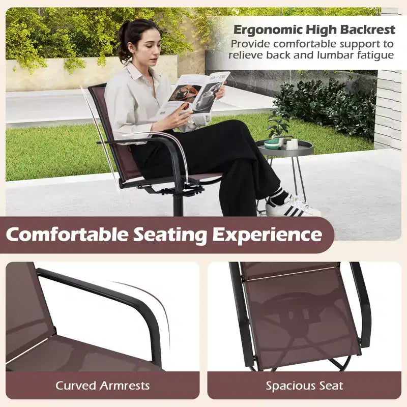 Costway Patio Swivel Chairs Set of 2/4 w/ High Back & Round Metal Base for Backyard