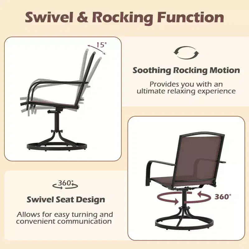 Costway Patio Swivel Chairs Set of 2/4 w/ High Back & Round Metal Base for Backyard