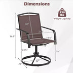 Costway Patio Swivel Chairs Set of 2/4 w/ High Back & Round Metal Base for Backyard
