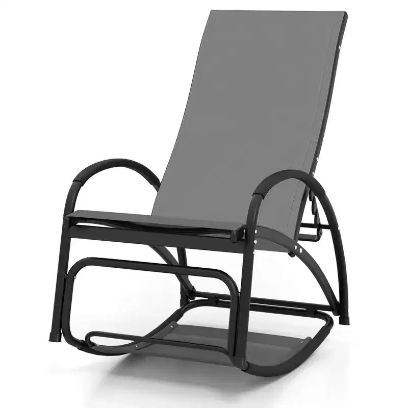 Costway Sedia a dondolo da esterno 2-in-1 convertibile in sedia a sdraio con schienale regolabile in 4 posizioni e braccioli curvi
