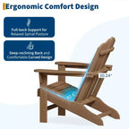 2-Pack Wood Grain Folding Adirondack Chairs, Weather-Resistant Plastic Outdoor Patio Chairs with Cup Holder & Wide Armrests, Ideal Lawn Chairs