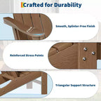 2-Pack Wood Grain Folding Adirondack Chairs, Weather-Resistant Plastic Outdoor Patio Chairs with Cup Holder & Wide Armrests, Ideal Lawn Chairs
