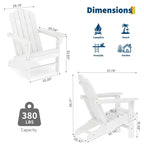 2-Pack Wood Grain Folding Adirondack Chairs, Weather-Resistant Plastic Outdoor Patio Chairs with Cup Holder & Wide Armrests, Ideal Lawn Chairs