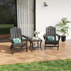 2-Pack Wood Grain Folding Adirondack Chairs, Weather-Resistant Plastic Outdoor Patio Chairs with Cup Holder & Wide Armrests, Ideal Lawn Chairs