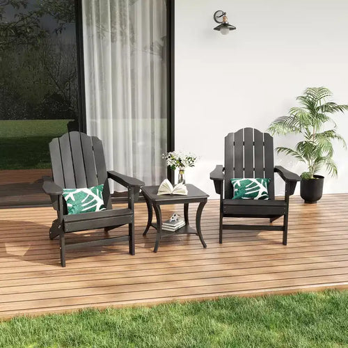 Sedie Adirondack pieghevoli con venature del legno, confezione da 2, sedie da patio da esterno in plastica resistente alle intemperie con portabicchieri e braccioli larghi, ideali per il prato