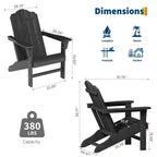 2-Pack Wood Grain Folding Adirondack Chairs, Weather-Resistant Plastic Outdoor Patio Chairs with Cup Holder & Wide Armrests, Ideal Lawn Chairs
