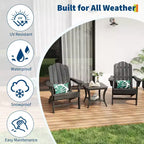 2-Pack Wood Grain Folding Adirondack Chairs, Weather-Resistant Plastic Outdoor Patio Chairs with Cup Holder & Wide Armrests, Ideal Lawn Chairs