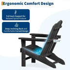 2-Pack Wood Grain Folding Adirondack Chairs, Weather-Resistant Plastic Outdoor Patio Chairs with Cup Holder & Wide Armrests, Ideal Lawn Chairs