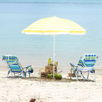 Confezione da 2 sedie a sdraio alte da spiaggia per adulti, sedie pieghevoli reclinabili a 5 posizioni con borsa termica, portabicchieri, portasciugamani e spallacci per zaino in spalla