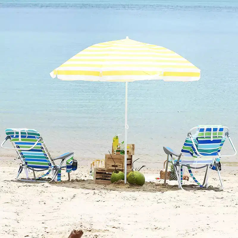 Confezione da 2 sedie a sdraio alte da spiaggia per adulti, sedie pieghevoli reclinabili a 5 posizioni con borsa termica, portabicchieri, portasciugamani e spallacci per zaino in spalla