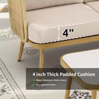 Set di 2 sedie a botte da esterno GDFStudio Calista Boho in vimini con cuscini