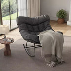 Sedia a dondolo Papasan da esterno resistente, dondolo da patio in metallo con cuscino impermeabile per portico, giardino, soggiorno e salotto interno
