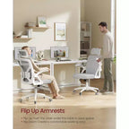 VASAGLE Sedia da Ufficio Ergonomica con Schienale in Rete, Supporto Lombare e Poggiatesta Regolabili, Funzione di Inclinazione a 90-105°, Sedile Ampio, Braccioli Ribaltabili