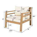 ModernLuxe Outdoor Acacia Wood Patio Chair, Farmhouse Armchair with Water-Resistant Cushions for Garden, Balcony, Backyard, Light Teak+Beige